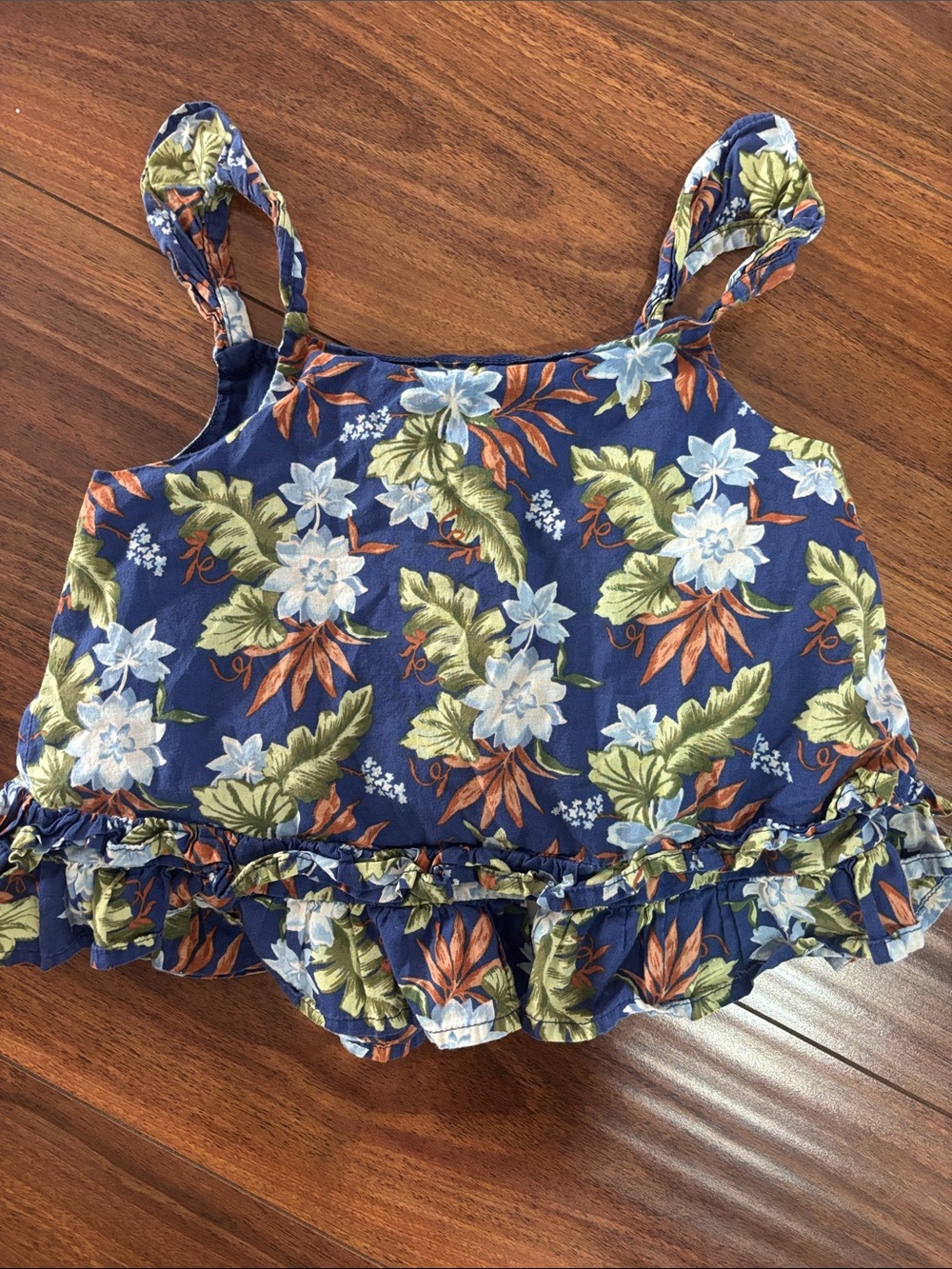 Janie and Jack Navy Floral Ruffle Camisole